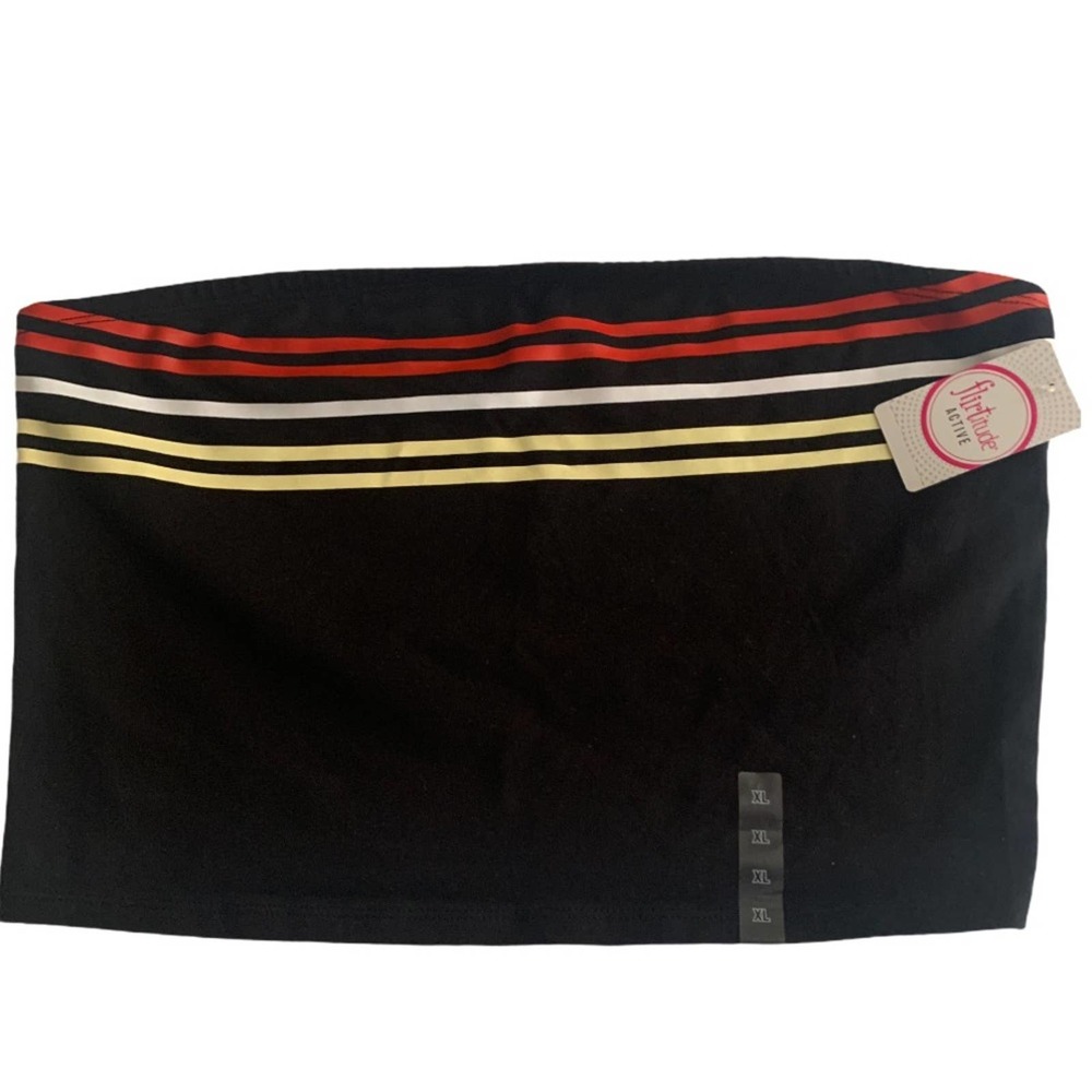 NWT Flirtitude Active Bandeau Top Women’s  Size XL Black Striped Casual Spandex